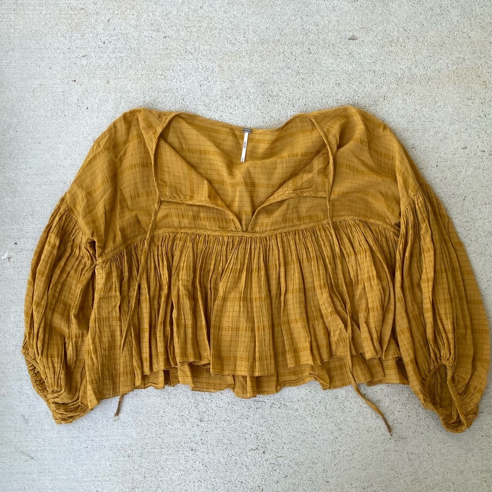 Free People Mustard Blouse